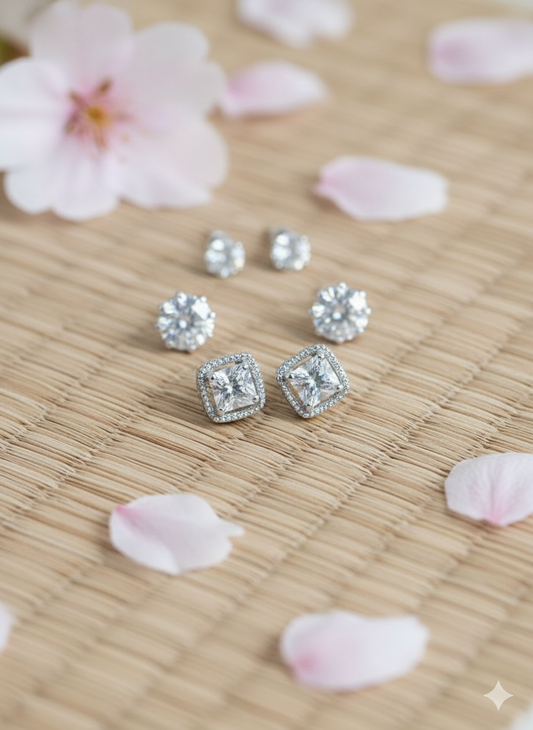 Diamond Earring Pack Of 3
