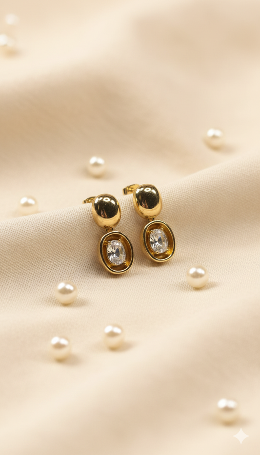 Golden Stainless Diamond Earring