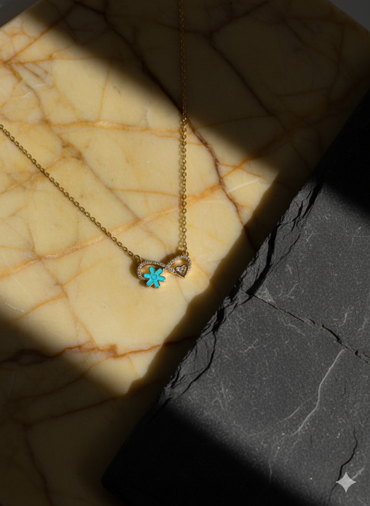 Golden Flower Chain with Heart