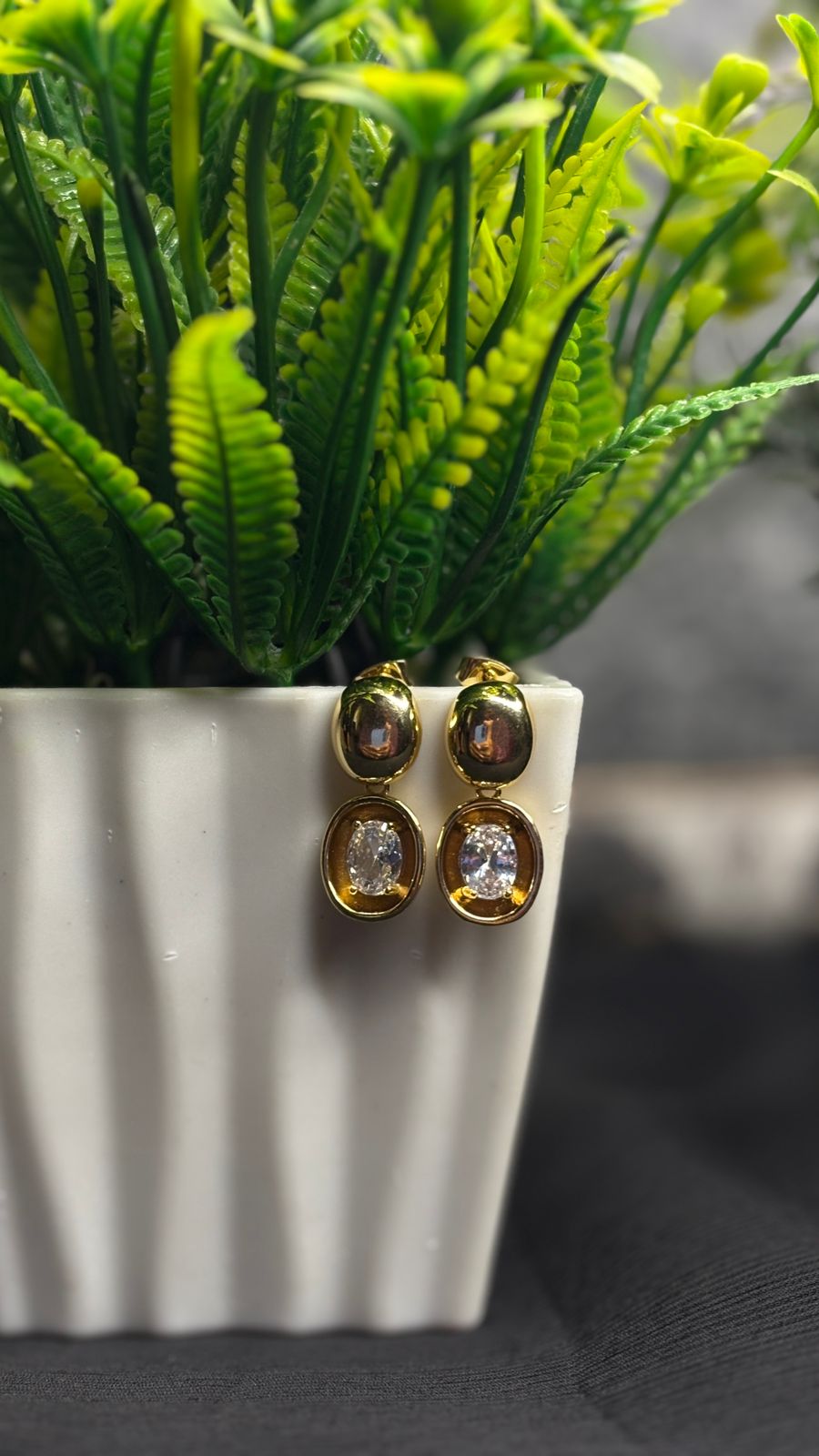 Golden Stainless Diamond Earring