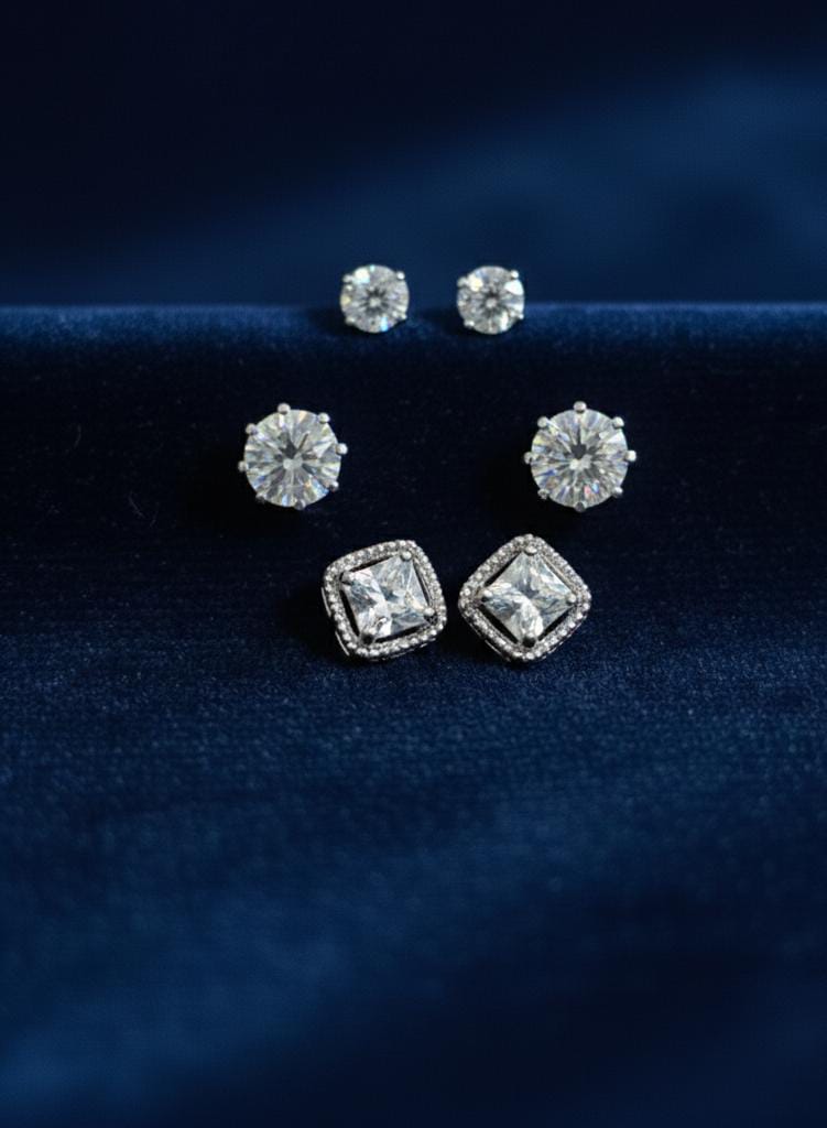 Diamond Earring Pack Of 3