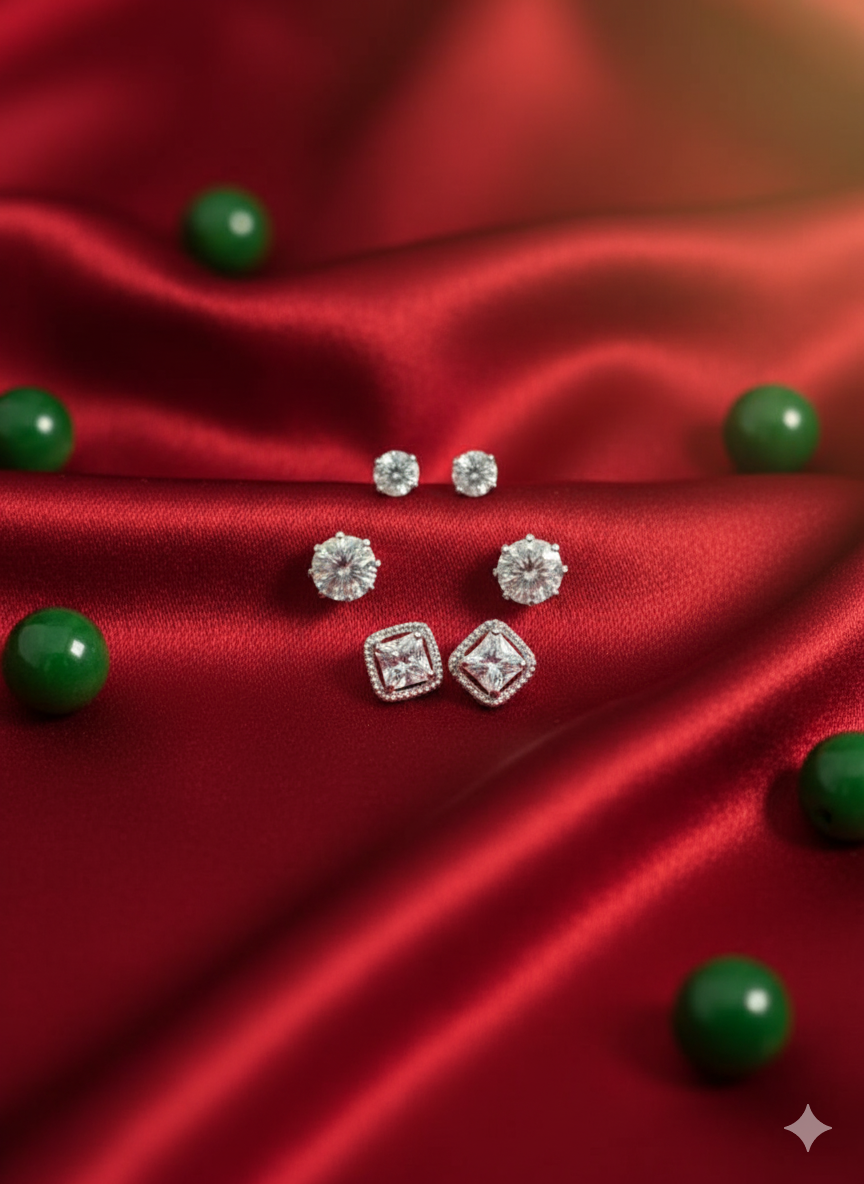 Diamond Earring Pack Of 3