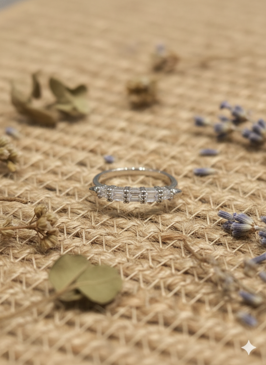 Five Stone Diamond Silver Ring