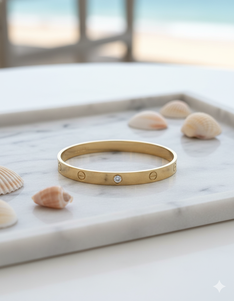 Prera High Quality Stainless Steel Cubic Zirconia | Full Stone Gold Bangle Bracelet For Women Gifts Valentine's Day Bracelet