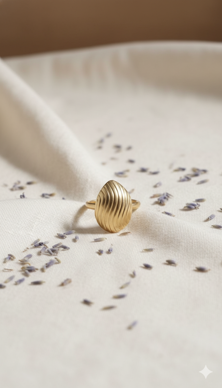 Golden Almond Shape Ring