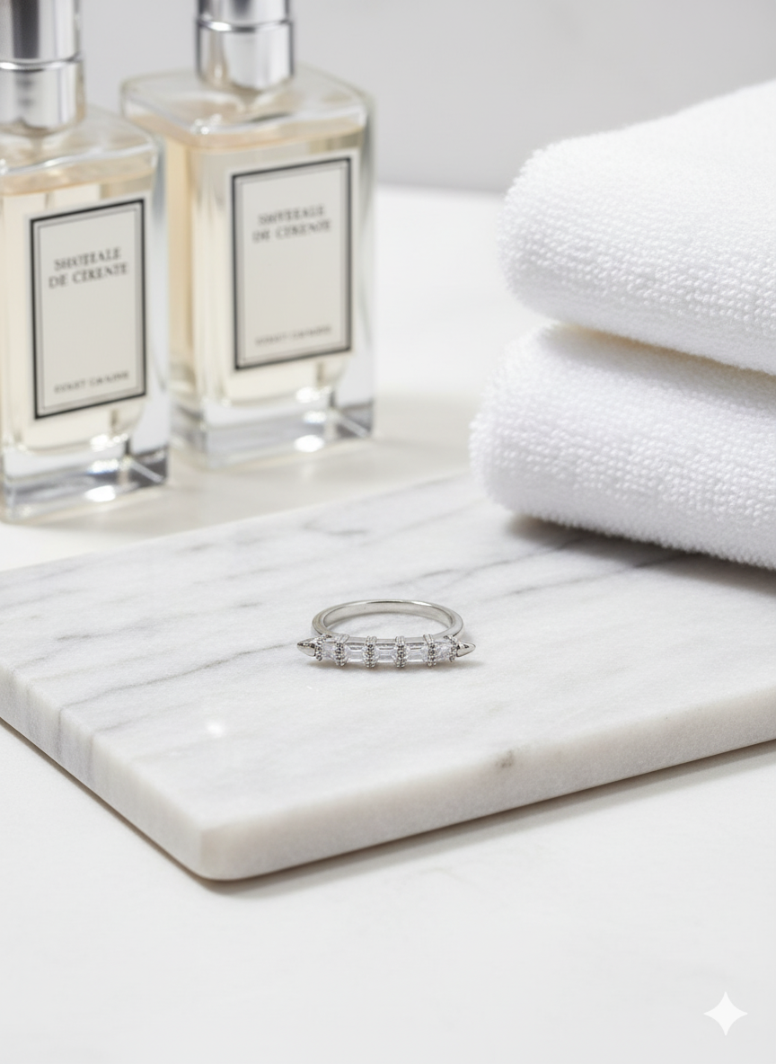 Five Stone Diamond Silver Ring