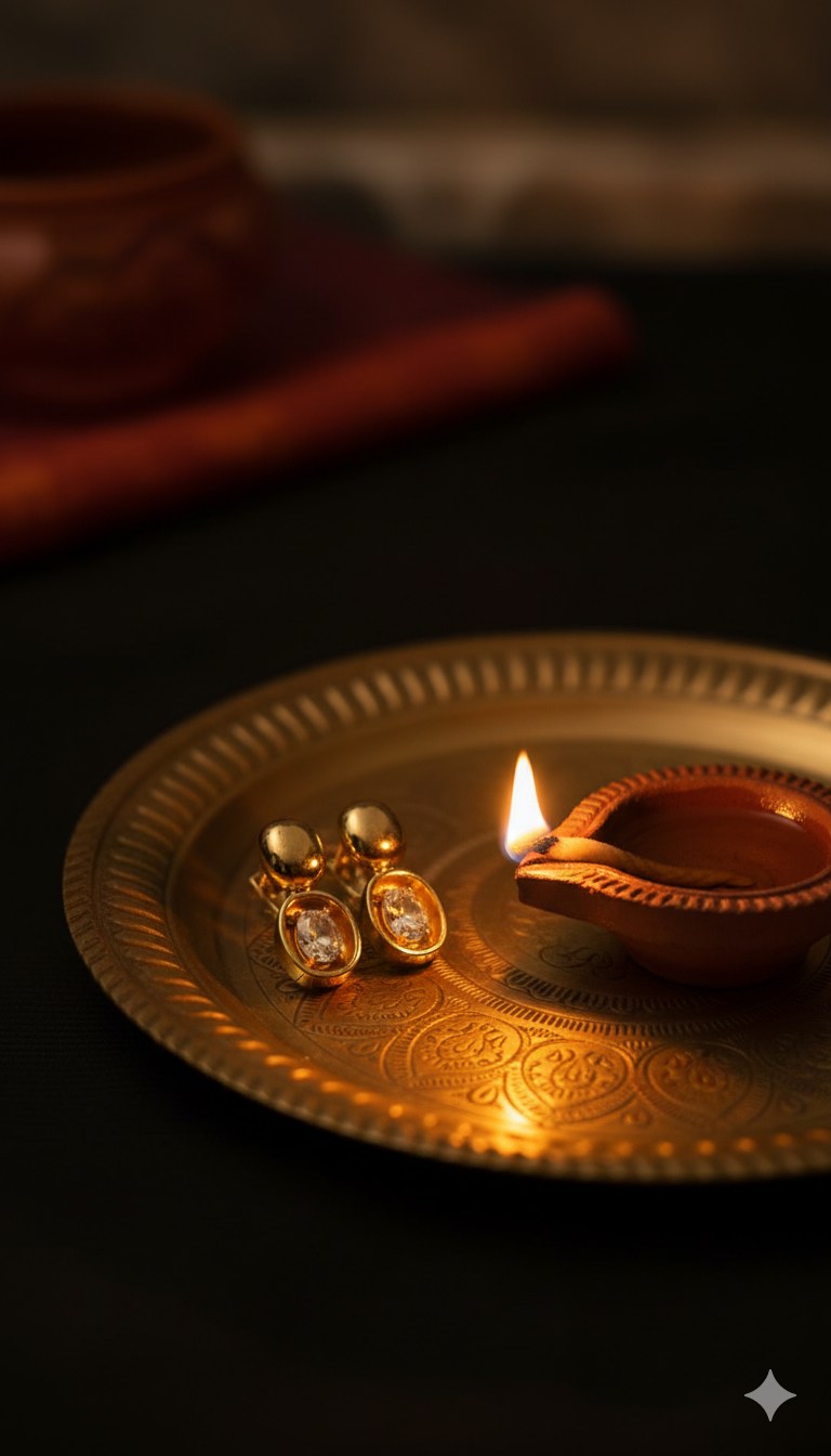 Golden Stainless Diamond Earring