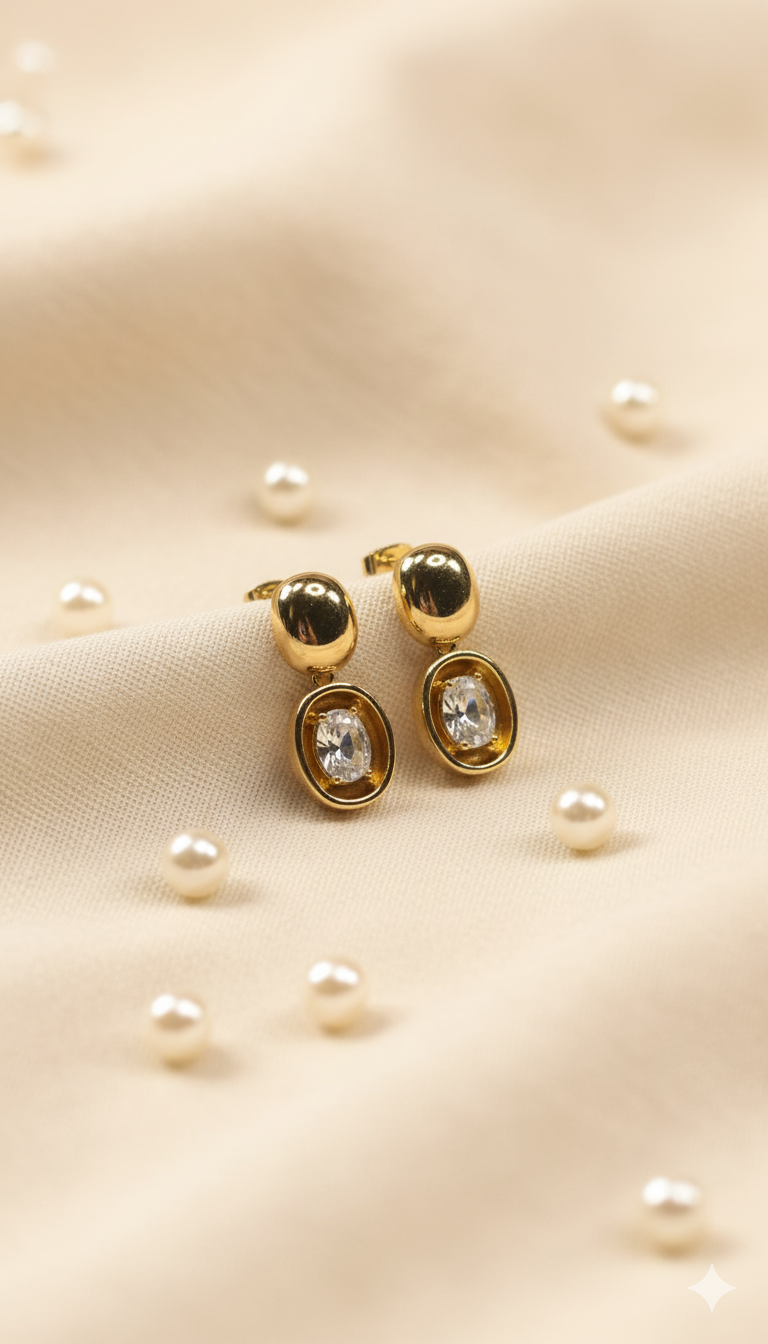 Golden Stainless Diamond Earring