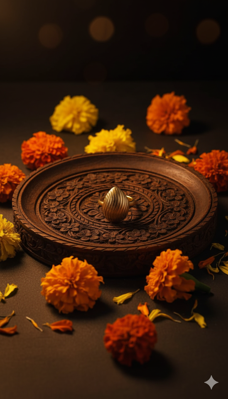 Golden Almond Shape Ring