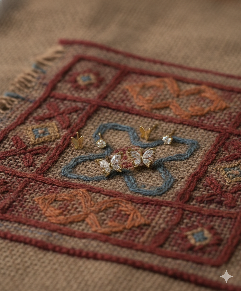 Stainless Golden Diamond Butterfly Pack Of 3