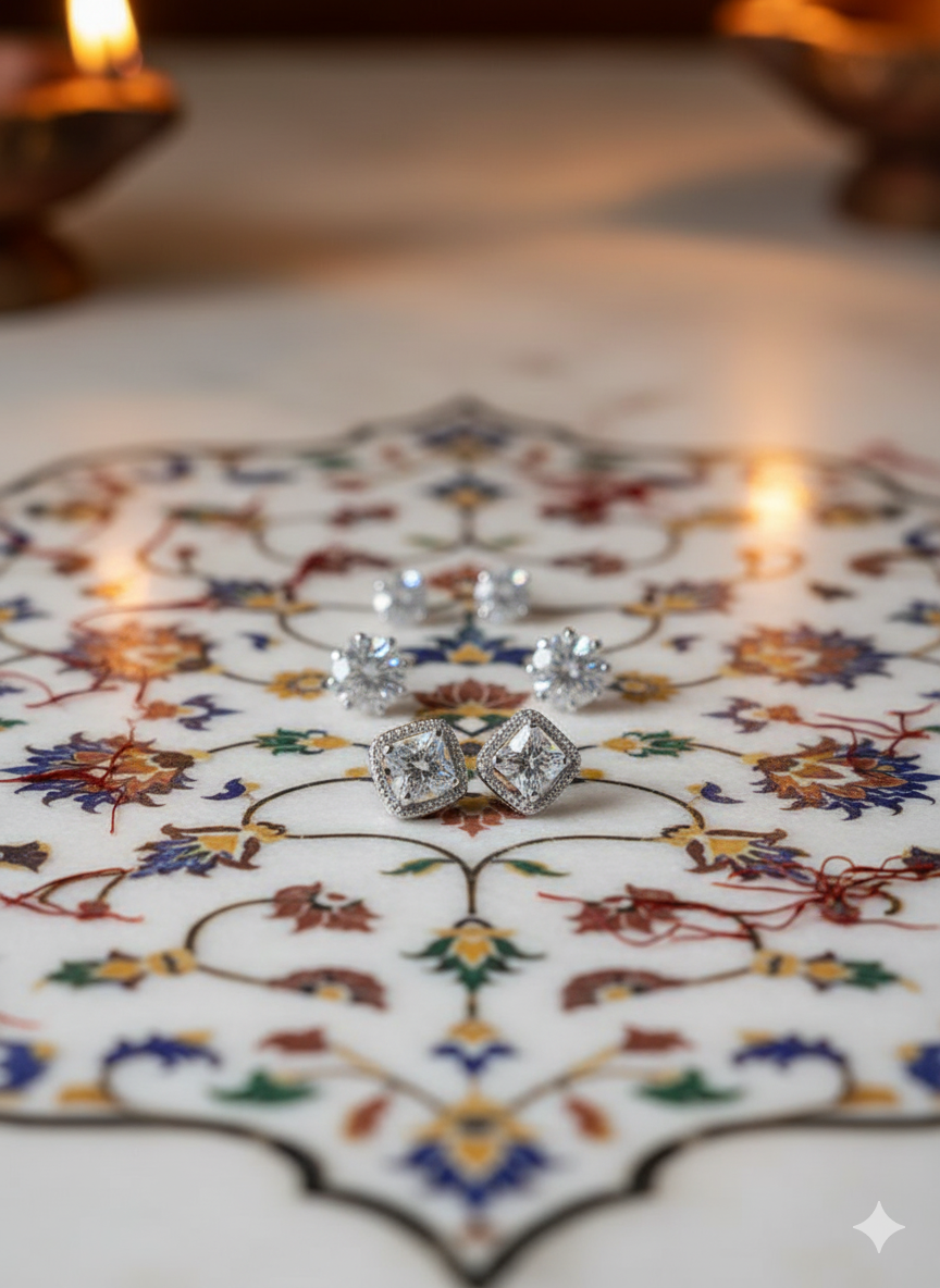 Diamond Earring Pack Of 3